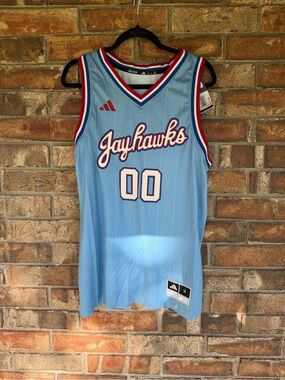 NWT Kansas Jayhawks Jersey Mens Sz Medium Adidas Basketball Retro Swingman